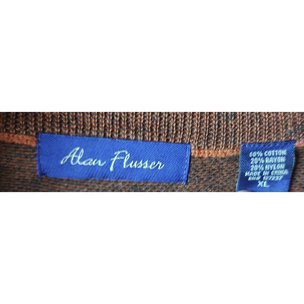 Alan Flusser 1/4 Zip Pullover Sweater Textured Knit Brown XL - Picture 2 of 7